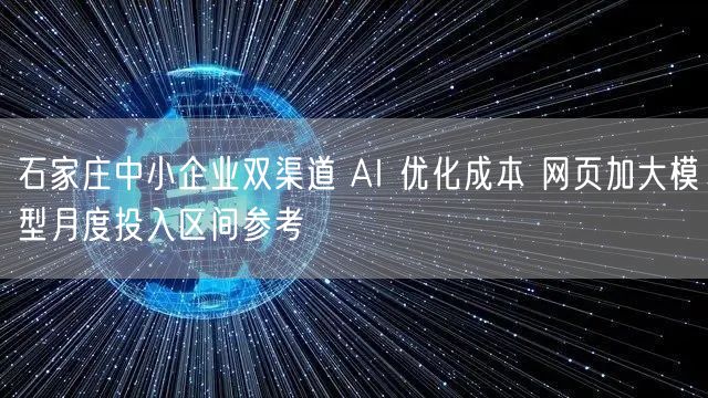 石家庄中小企业双渠道 AI 优化成本 网页加大模型月度投入区间参考