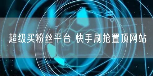 超级买粉丝平台 快手刷抢置顶网站
