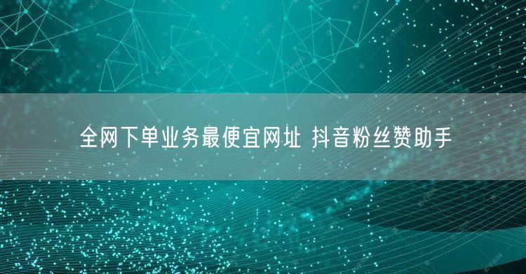 全网下单业务最便宜网址 抖音粉丝赞助手
