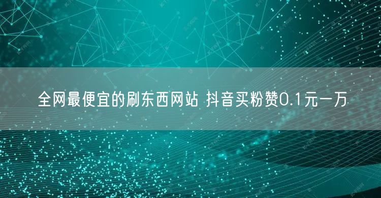 全网最便宜的刷东西网站 抖音买粉赞0.1元一万